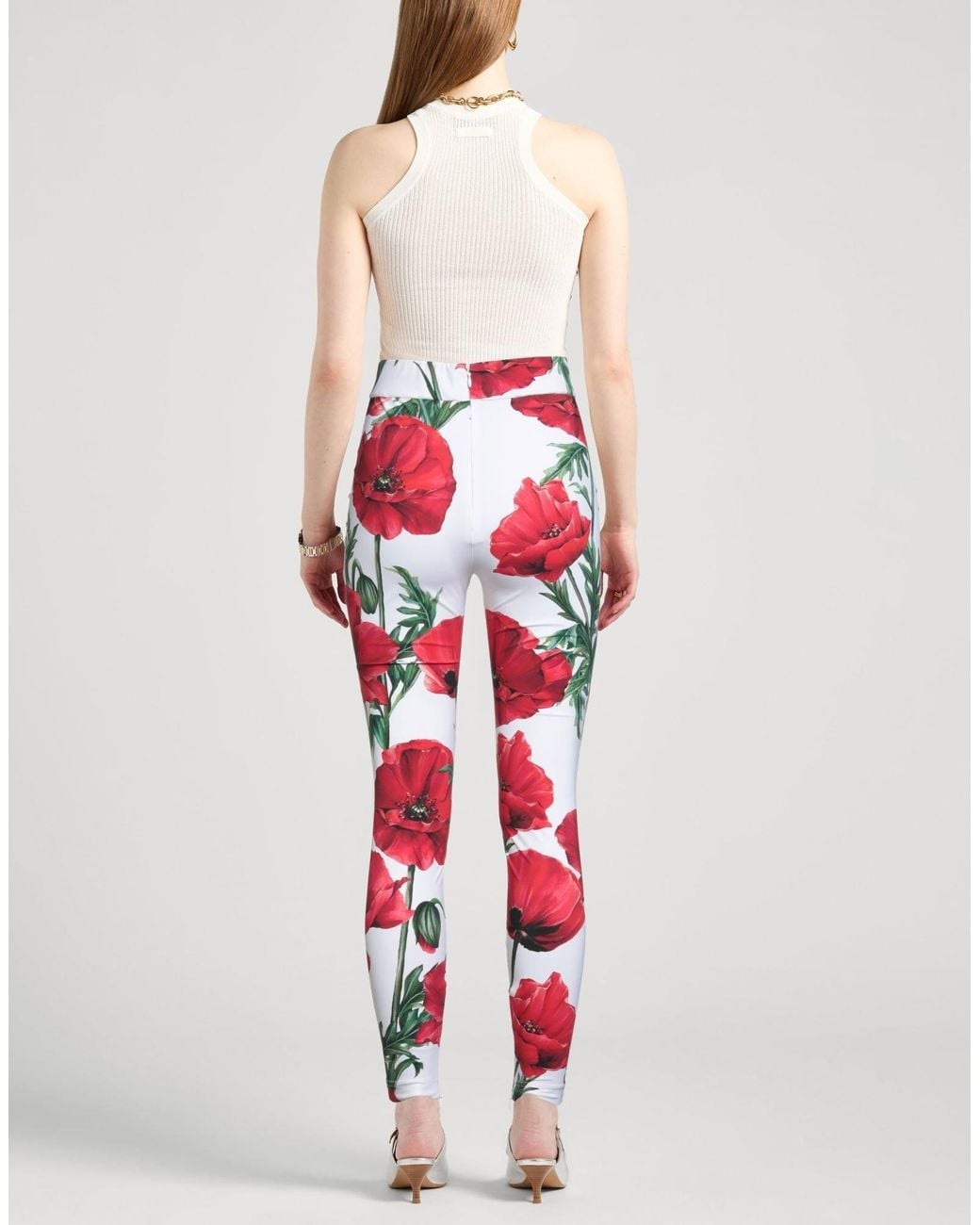 Dolce & Gabbana Red Floral Leggings