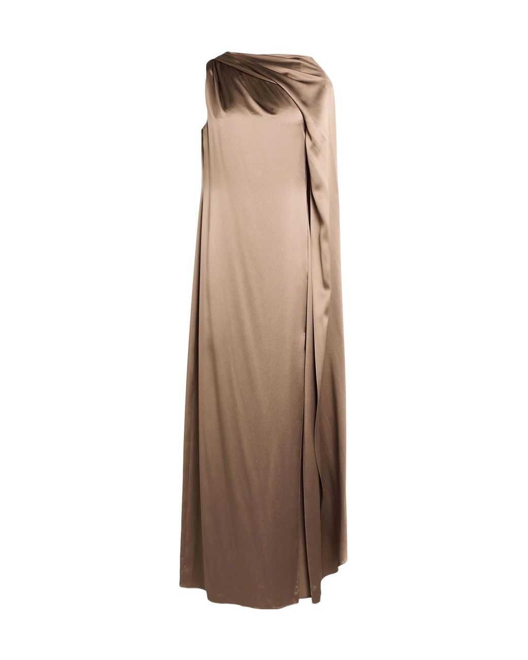 Max Mara Brown Satin Sleeveless Gown