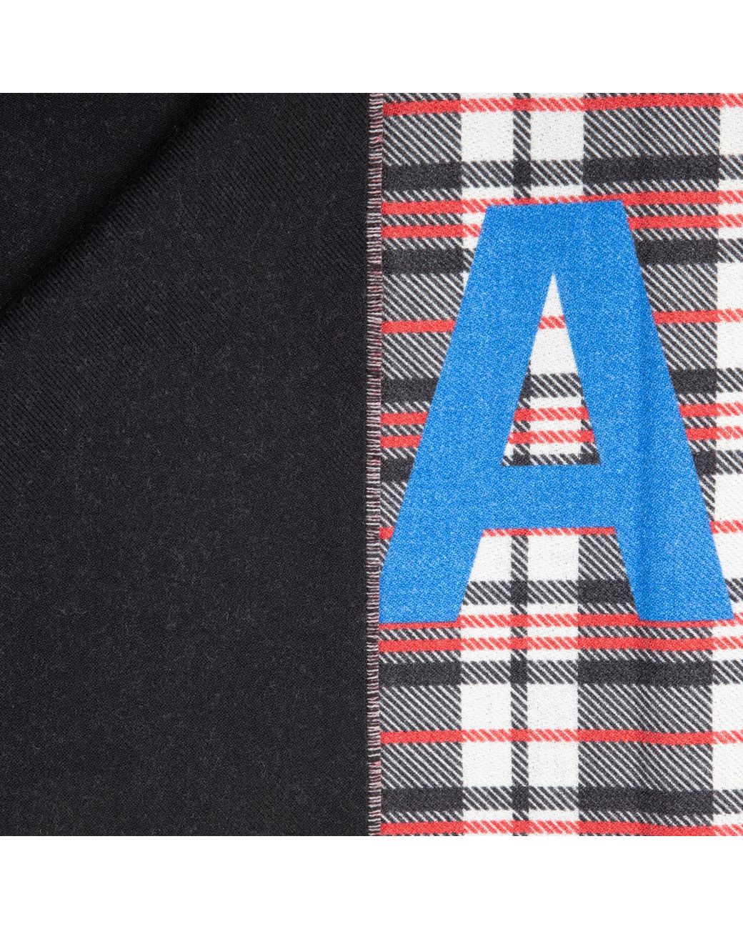 Balenciaga Blue Logo Print Check Scarf