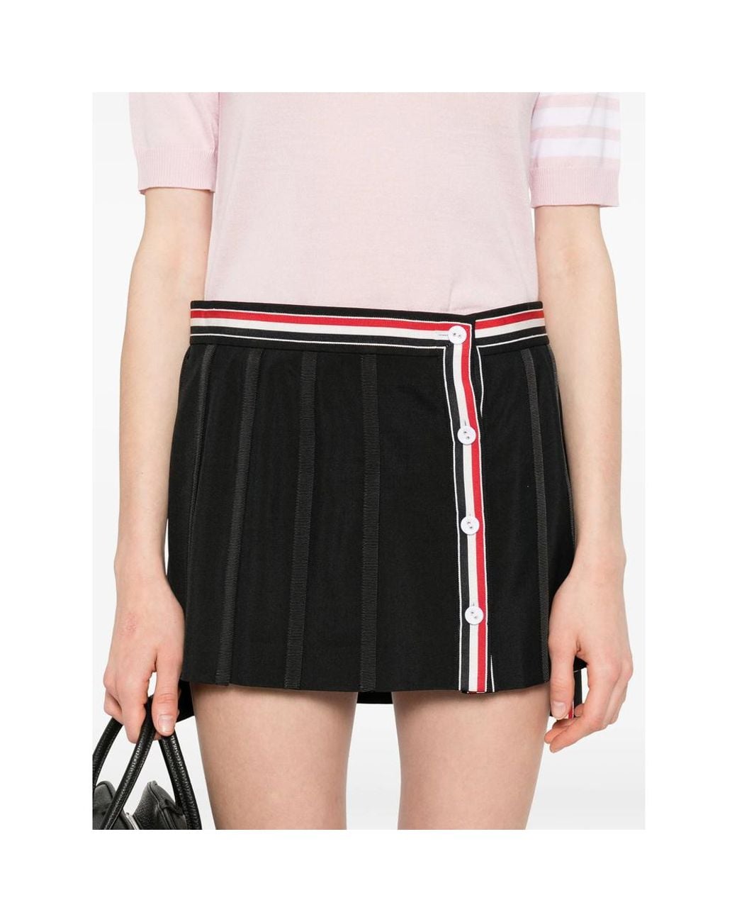 Thom Browne Black Pleated Thigh-Length Mini Skirt