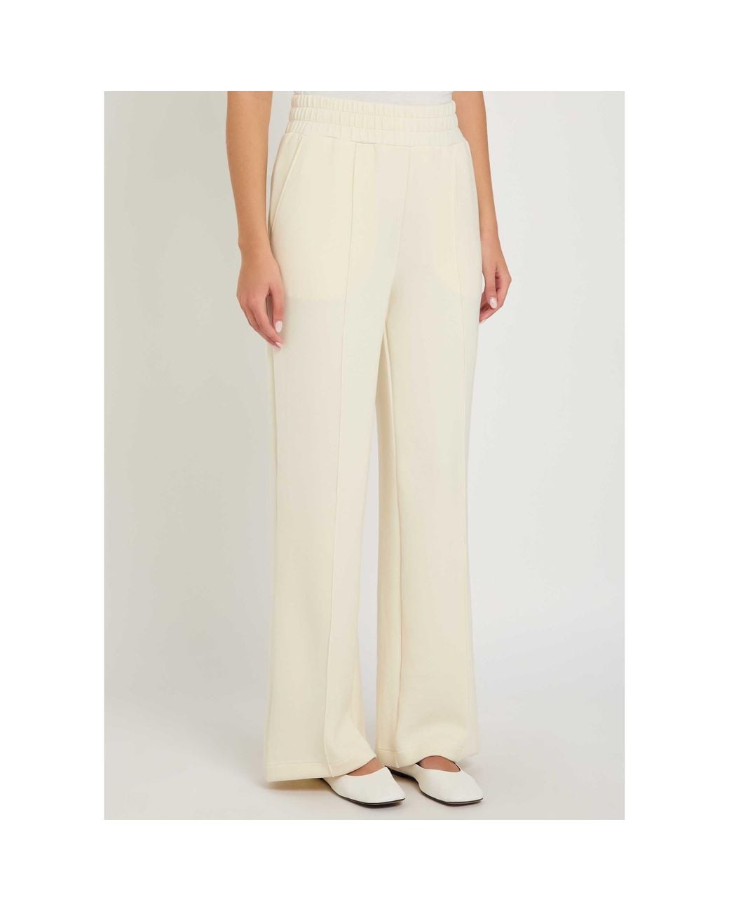 Varley White High-Waisted Wide-Leg Trousers