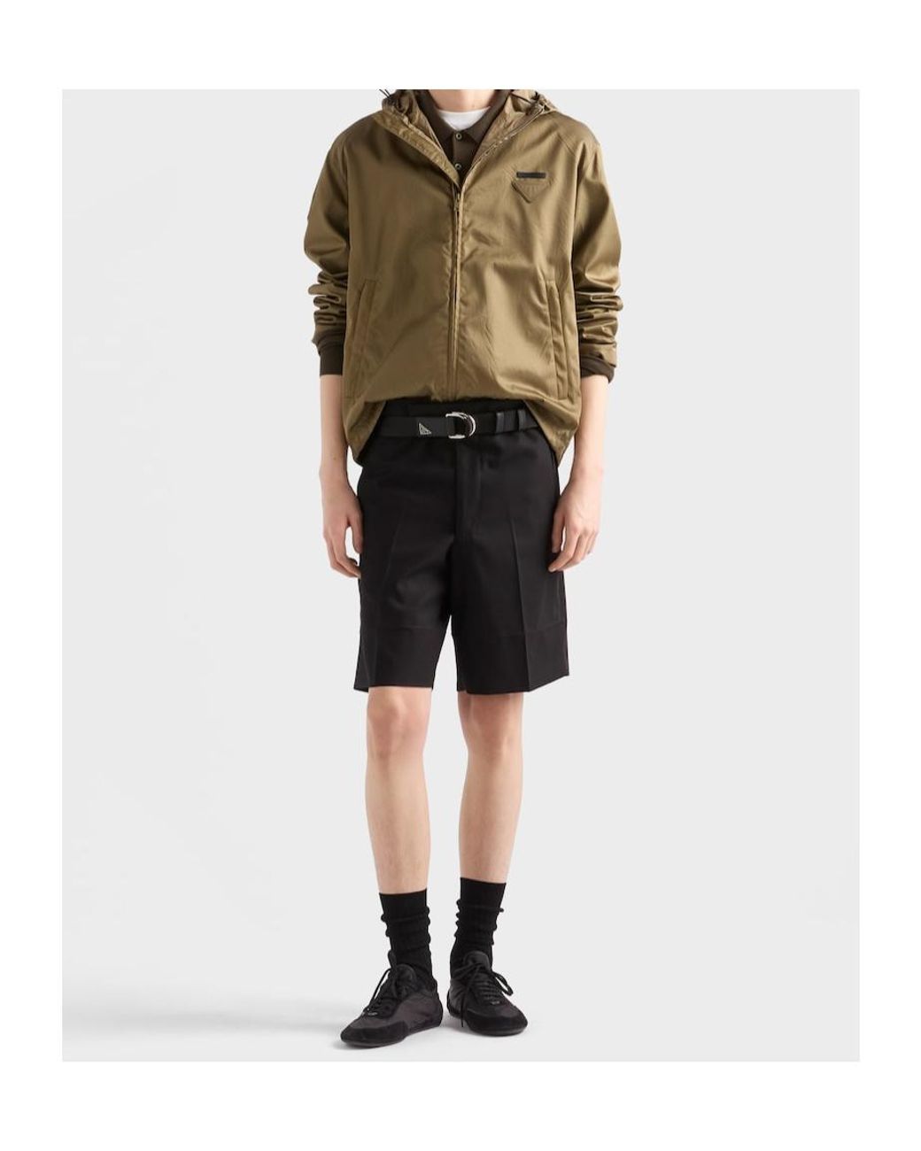 Prada Black Triangle-Patch Shorts for men