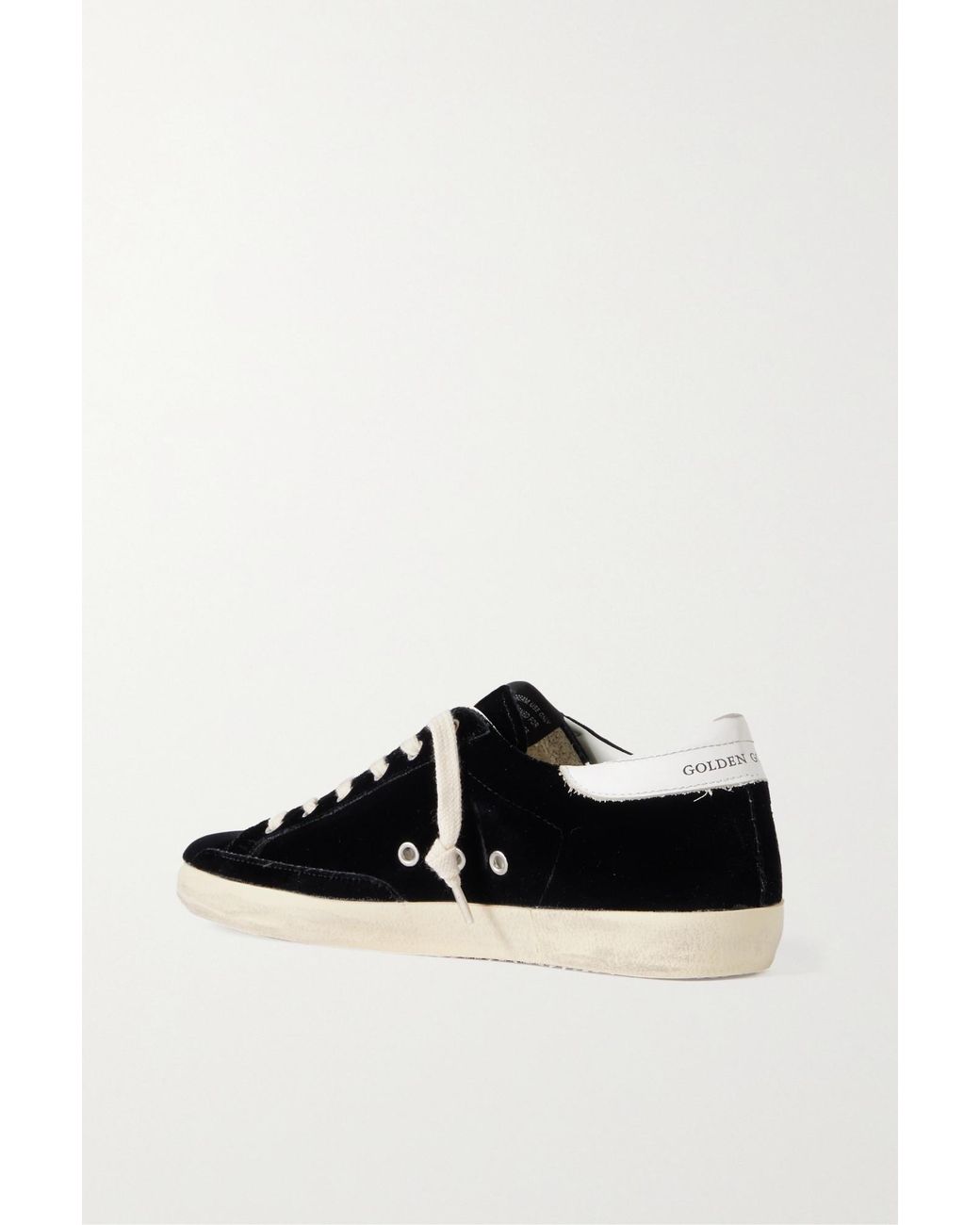 Golden Goose Deluxe Brand Black Super-Star Eyelet-Embellished Distressed Glittered Leather And Velvet Sneakers
