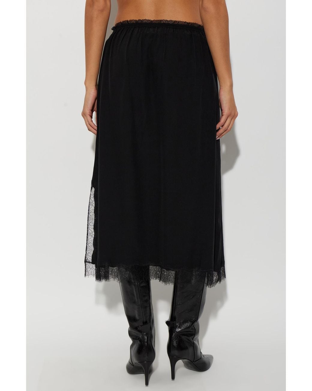 Zadig & Voltaire Black Jarvis Lace-Trim Midi Skirt