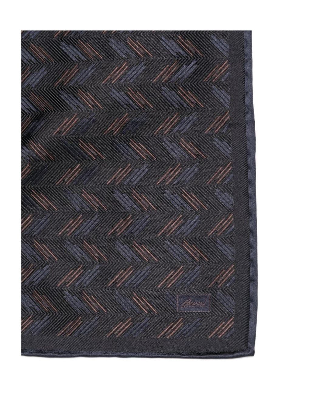 Brioni Gray Printed Pocket Square for men