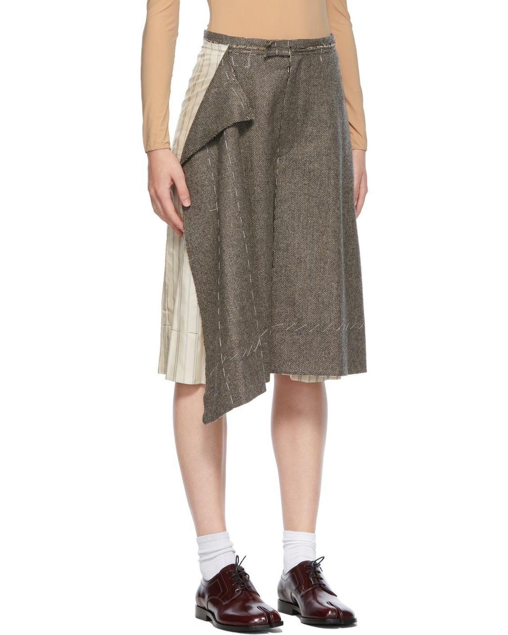 Maison Margiela Gray Deconstructed Striped Bermuda Shorts