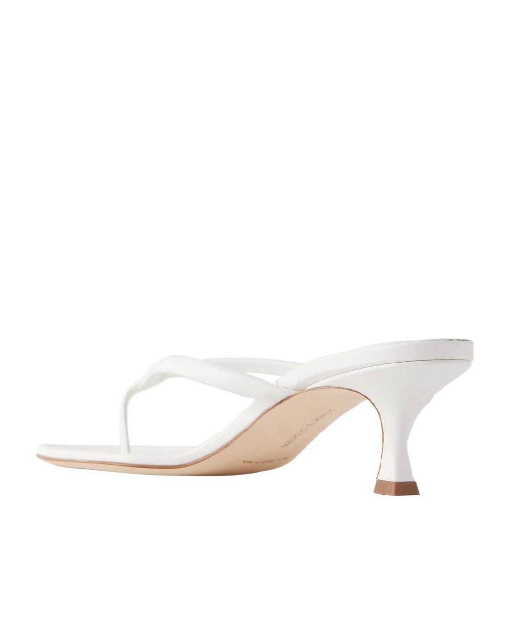 Manolo Blahnik White Paterno 50 Leather Thong Sandals