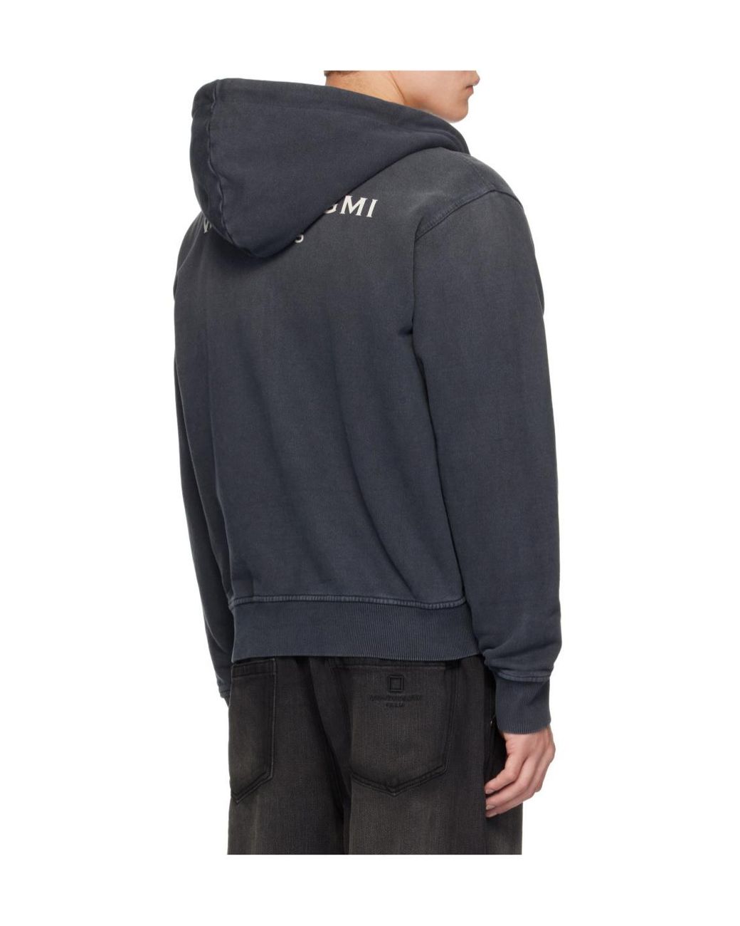 Wooyoungmi Blue Washed Logo-Print Hoodie for men