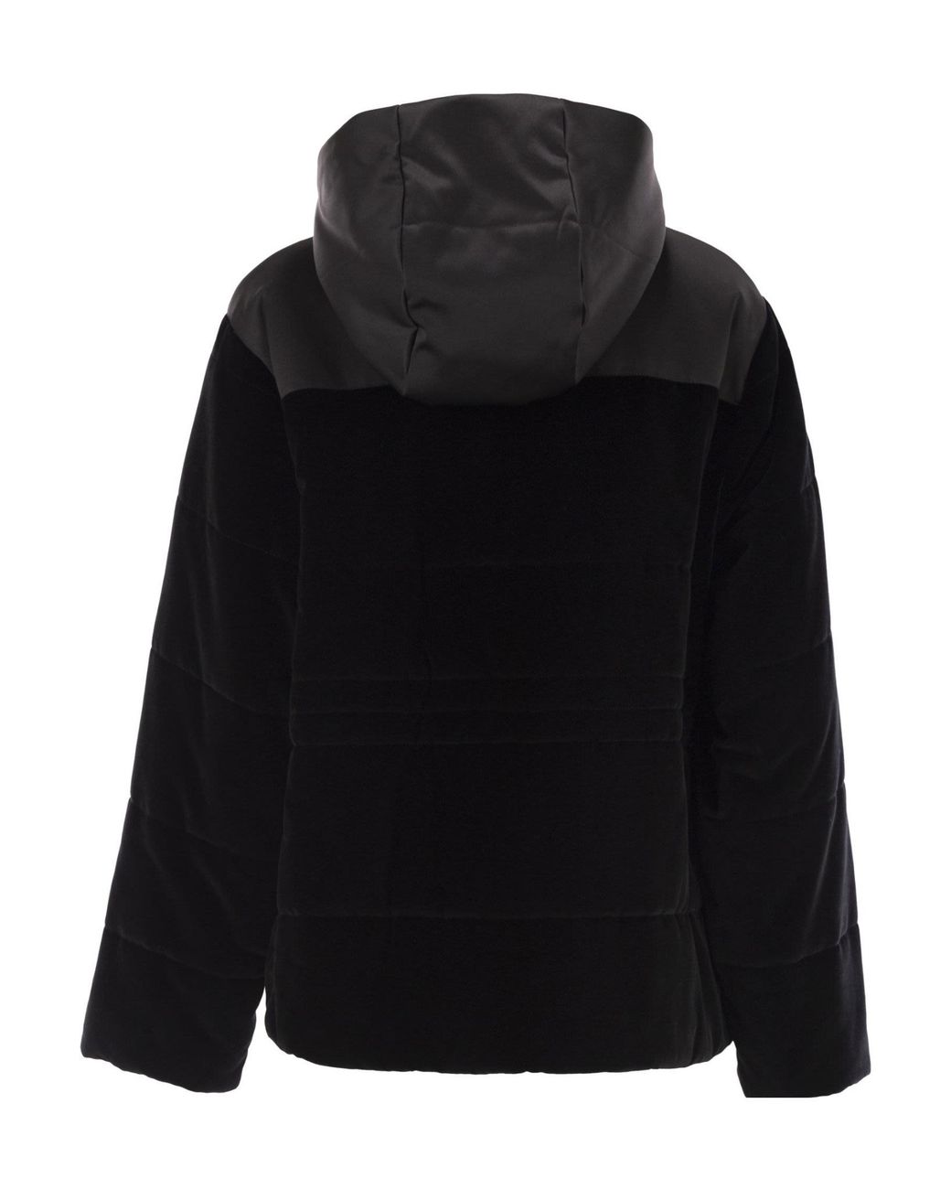 Fabiana Filippi Black Hooded Padded Velvet Jacket