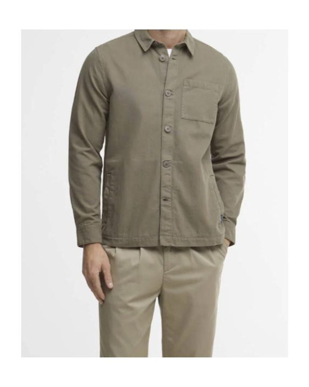 Barbour Green Washed Cotton Overshirt for men