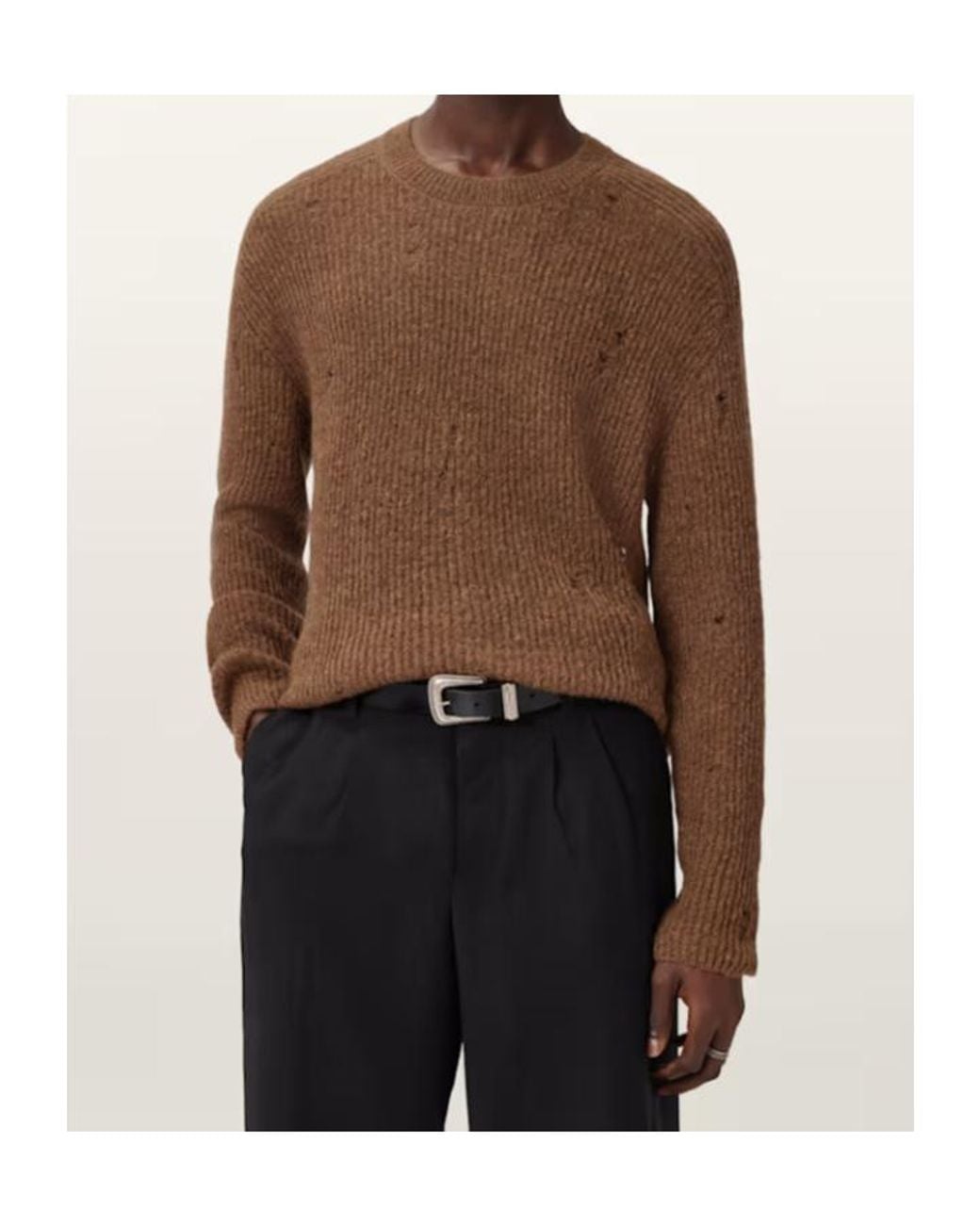 AllSaints Brown Edgin Mohair Blend Jumper for men
