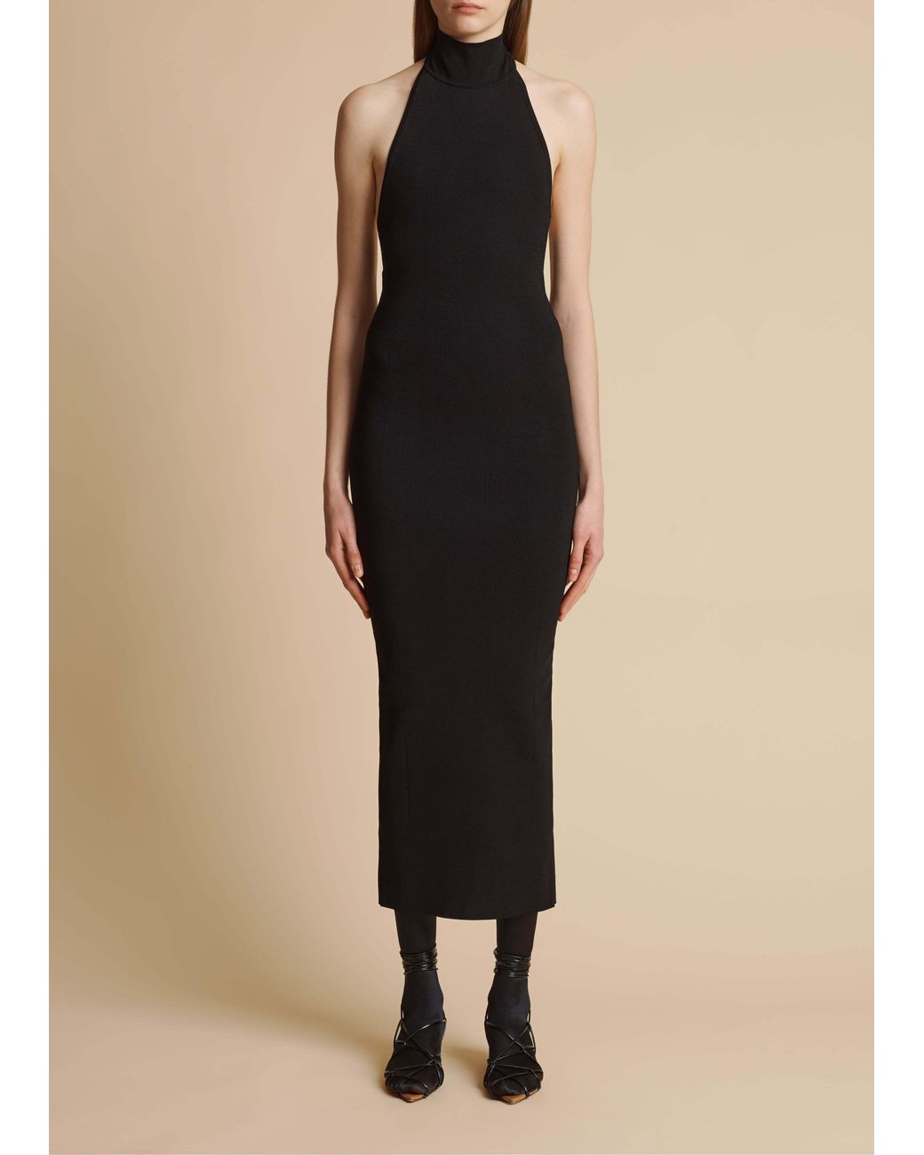 Khaite Black Suzanne Halter-Neck Midi Dress