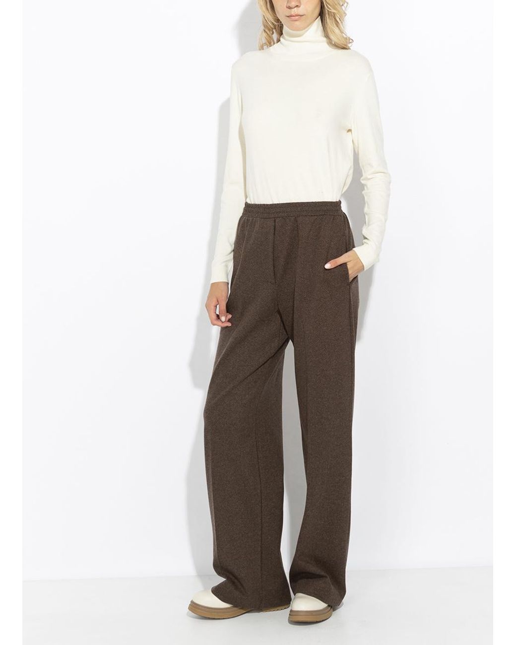 Weekend by Maxmara Brown Editta Straight Leg Jersey Trousers