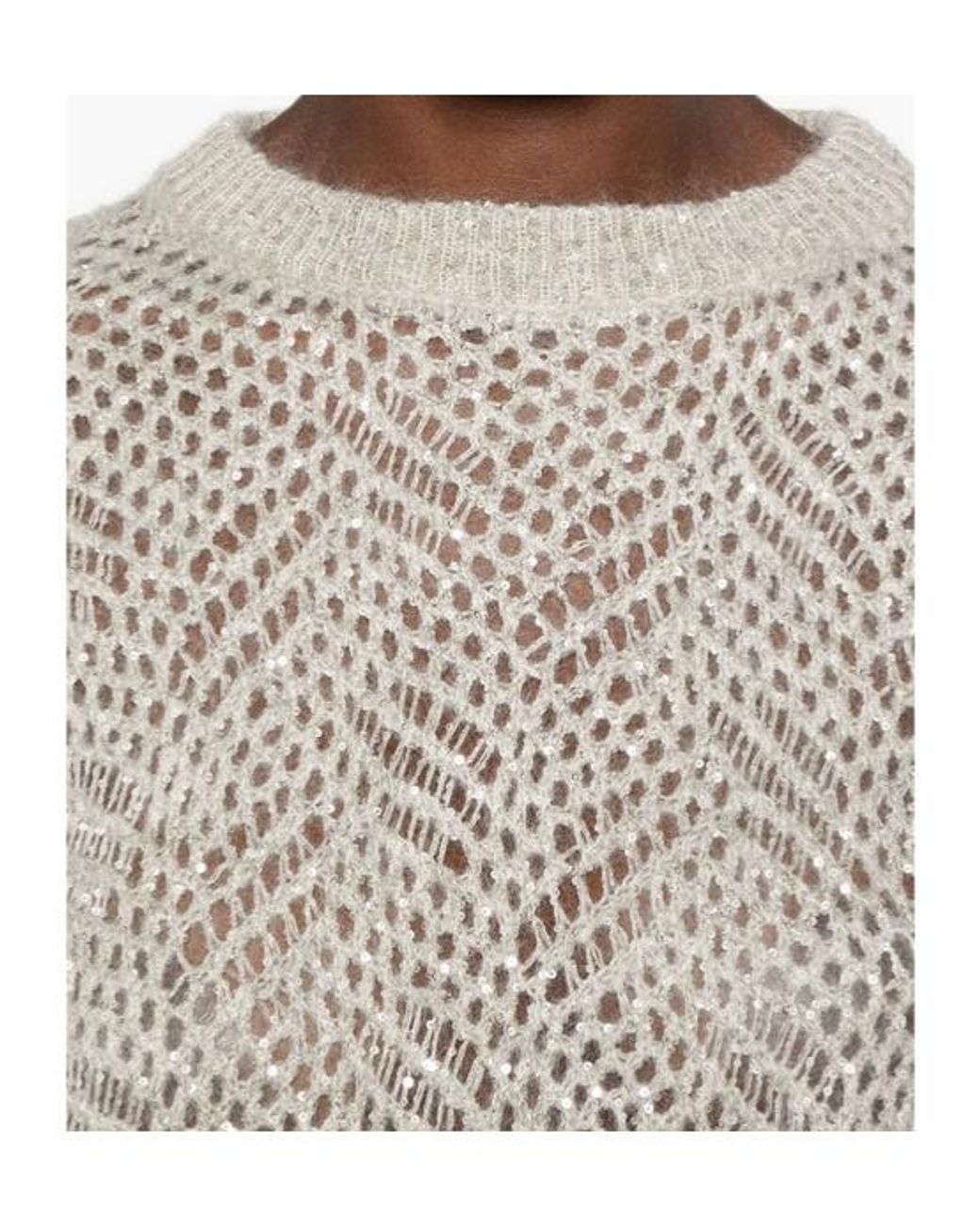 Brunello Cucinelli Natural Long-Sleeved Crewneck Jumper