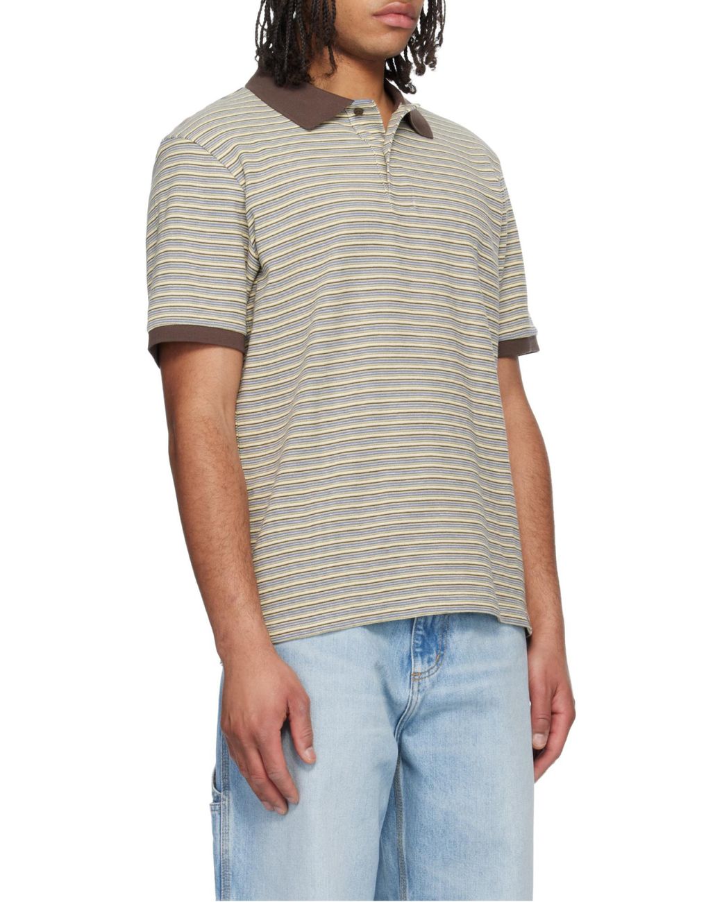 Carhartt White Dion Stripe Polo Shirt for men