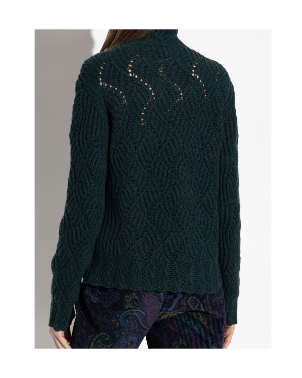 Etro Blue Long Sleeved Turtleneck Knitted Jumper