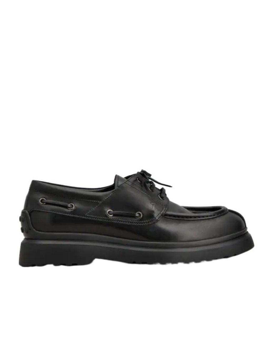 Tod's Black Round Toe Lace-Up Loafers for men