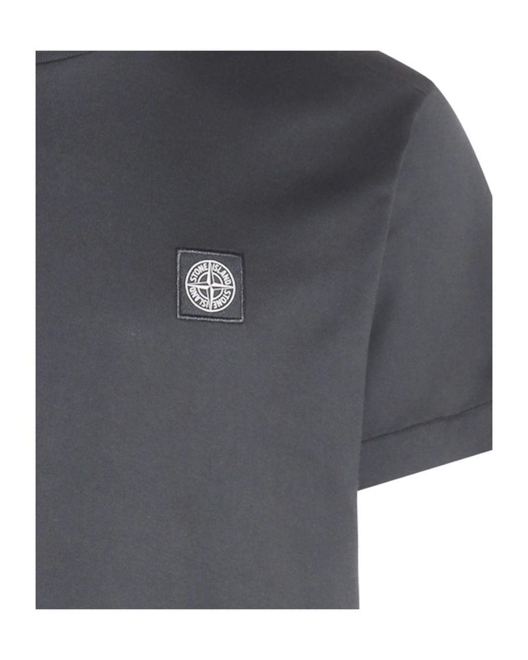 Stone Island Gray Logo Patch Crewneck T-Shirt for men