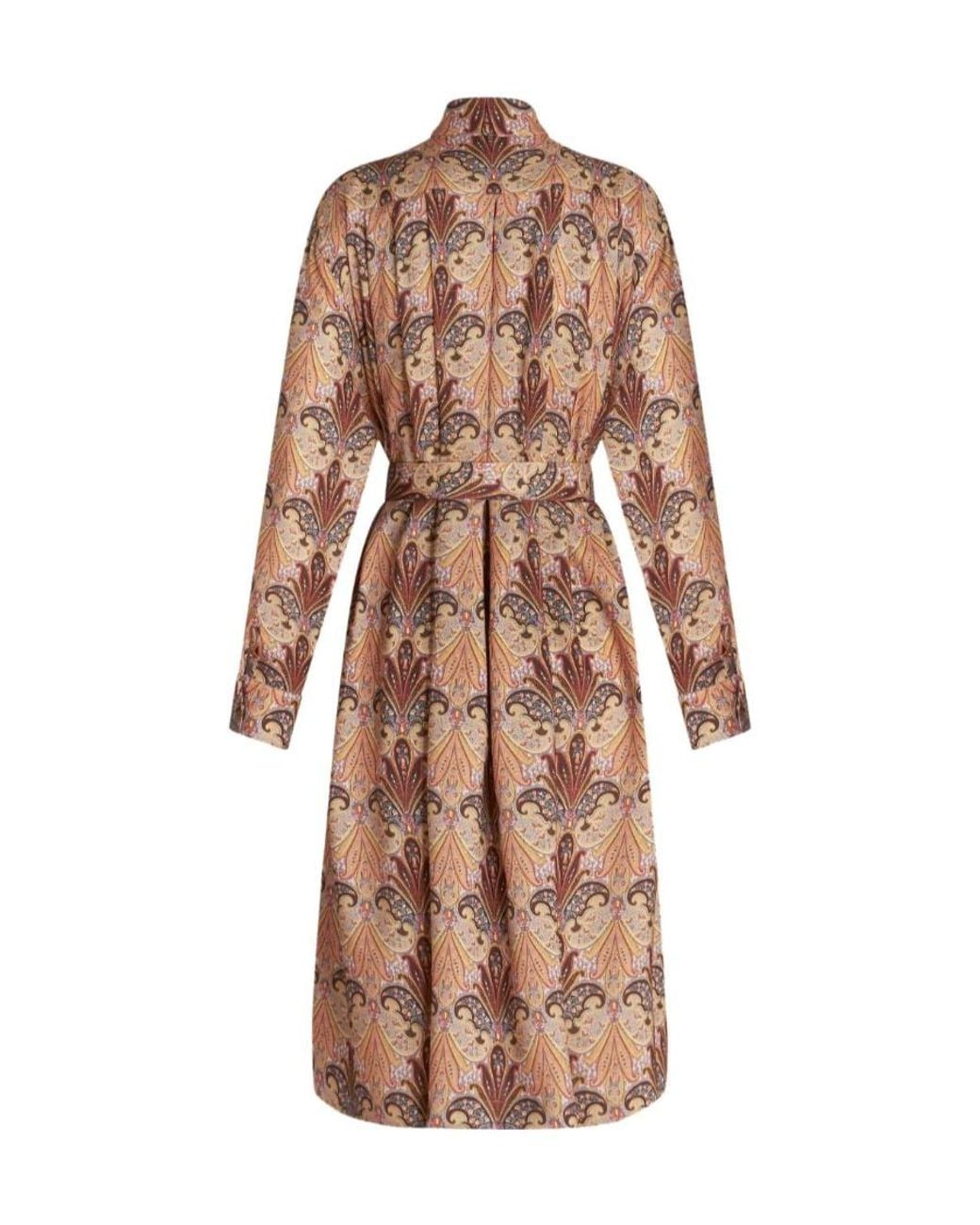 Etro Multicolor Paisley-Printed Long-Sleeved Shirt Dress