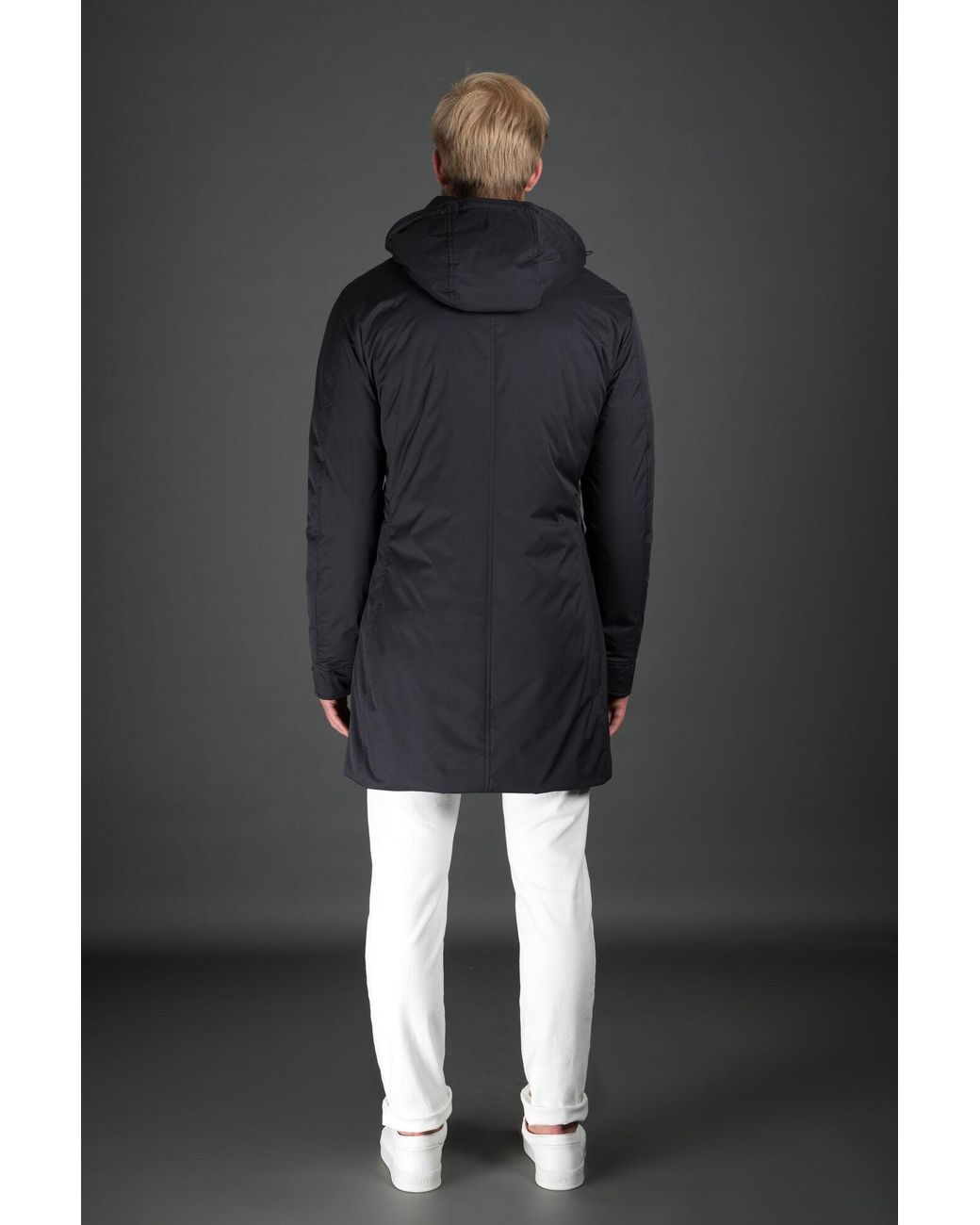 Moorer Blue Technical Gabardine Coat for men