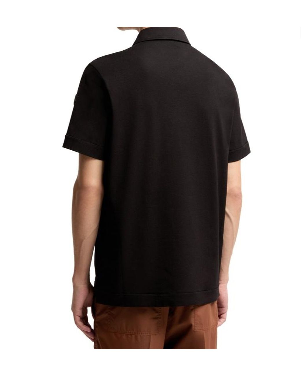 Moncler Black Short-Sleeve Pocket Polo Shirt for men