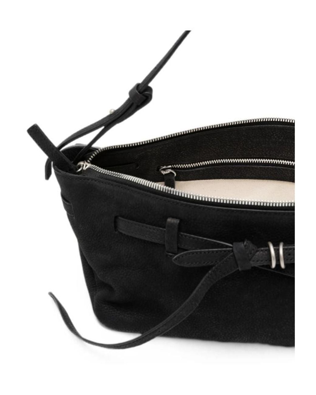 MARGE SHERWOOD Black Lace-Up Detail Shoulder Bag