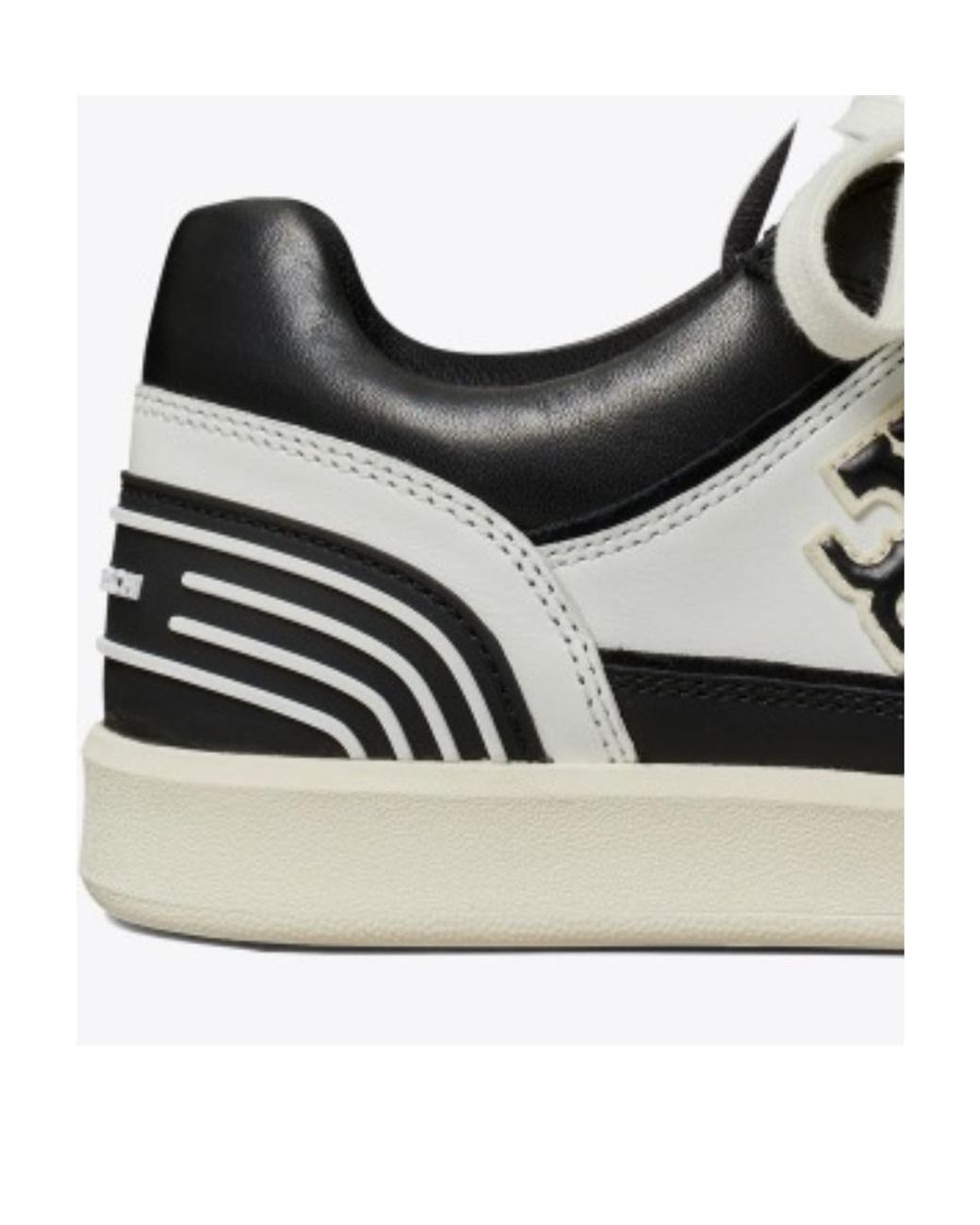 Tory Burch Black Clover Court Lace Up Low Top Sneakers