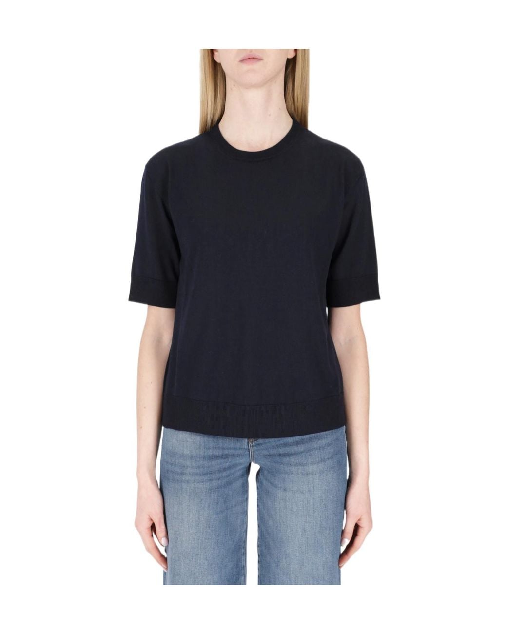 Jil Sander Blue Crewneck Knitted T-Shirt
