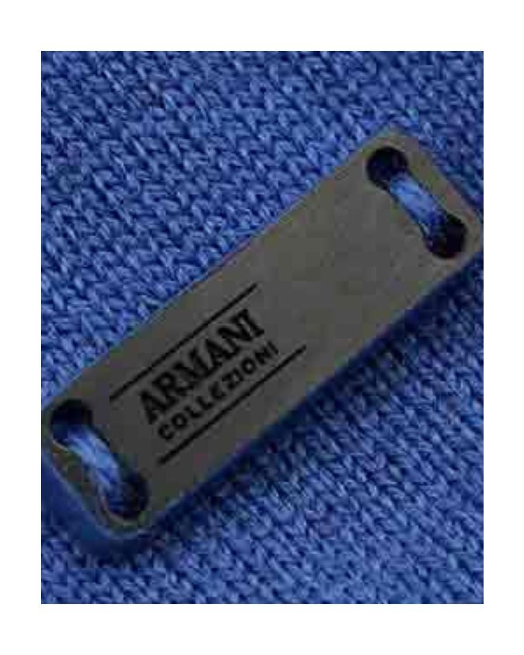 Armani Collezioni Blue Logo Knit Cardigan for men