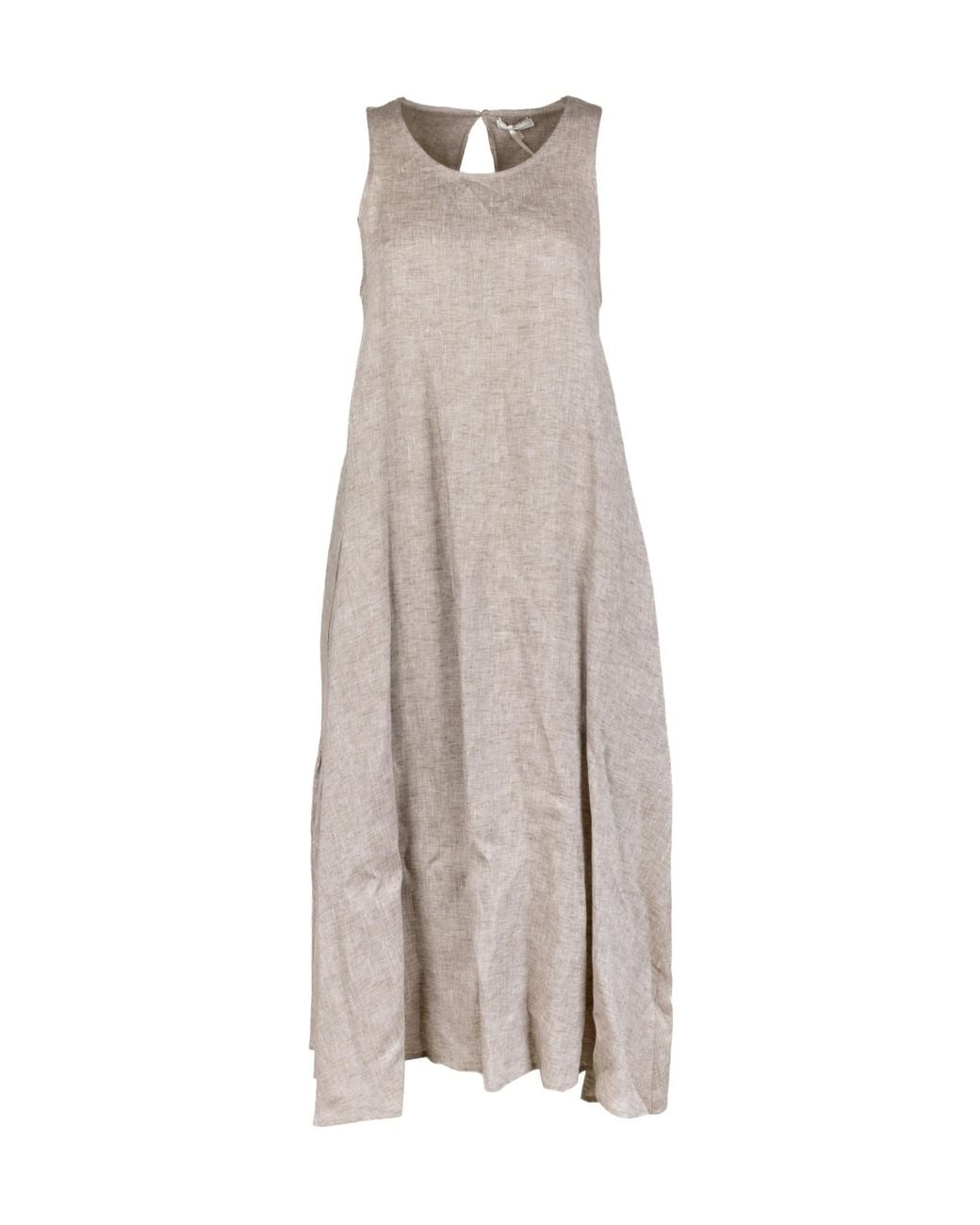 Peserico Gray A-Line Crewneck Midi Dress
