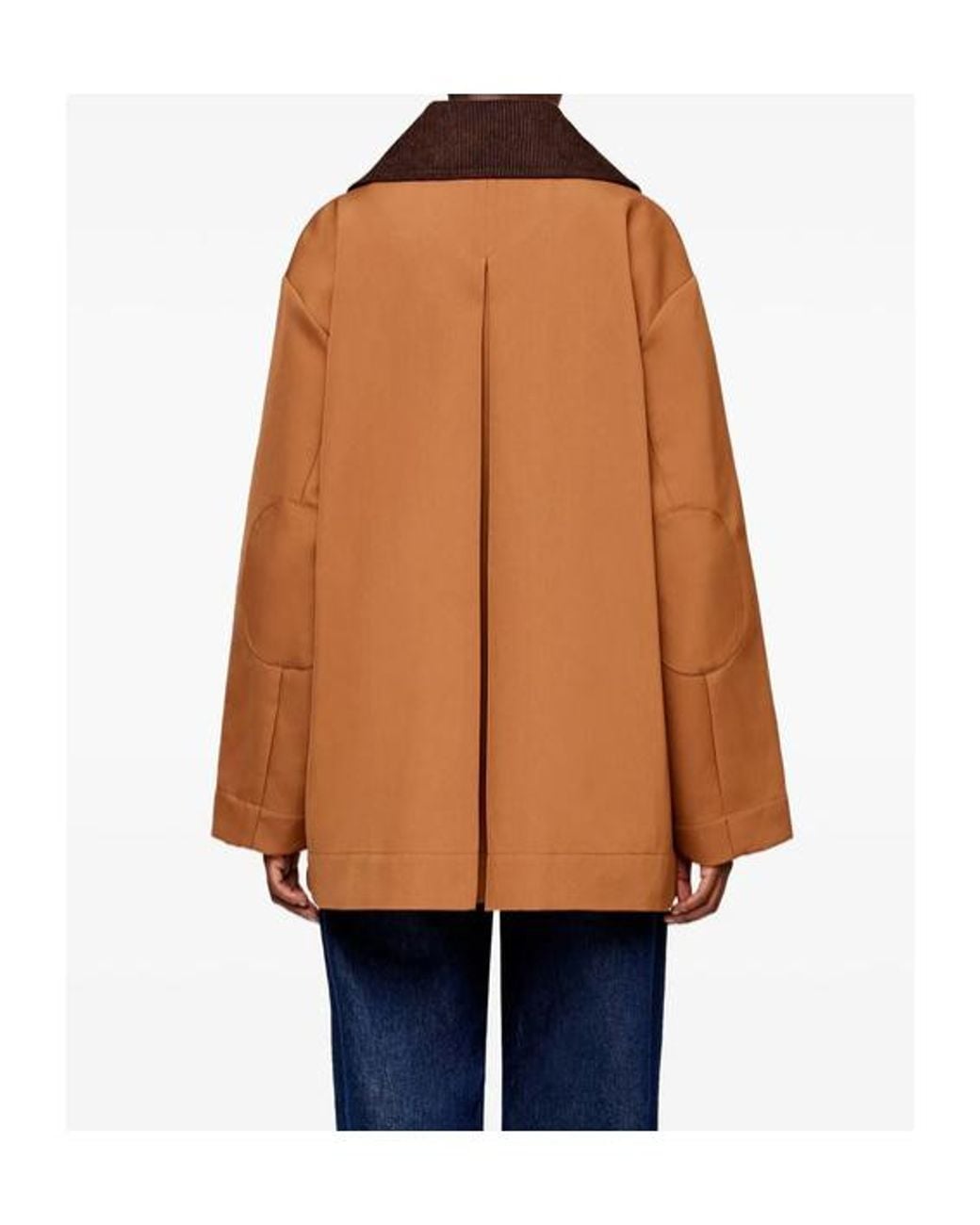 Ganni Brown Contrast-Collar Button-Front Jacket With Patch Pockets