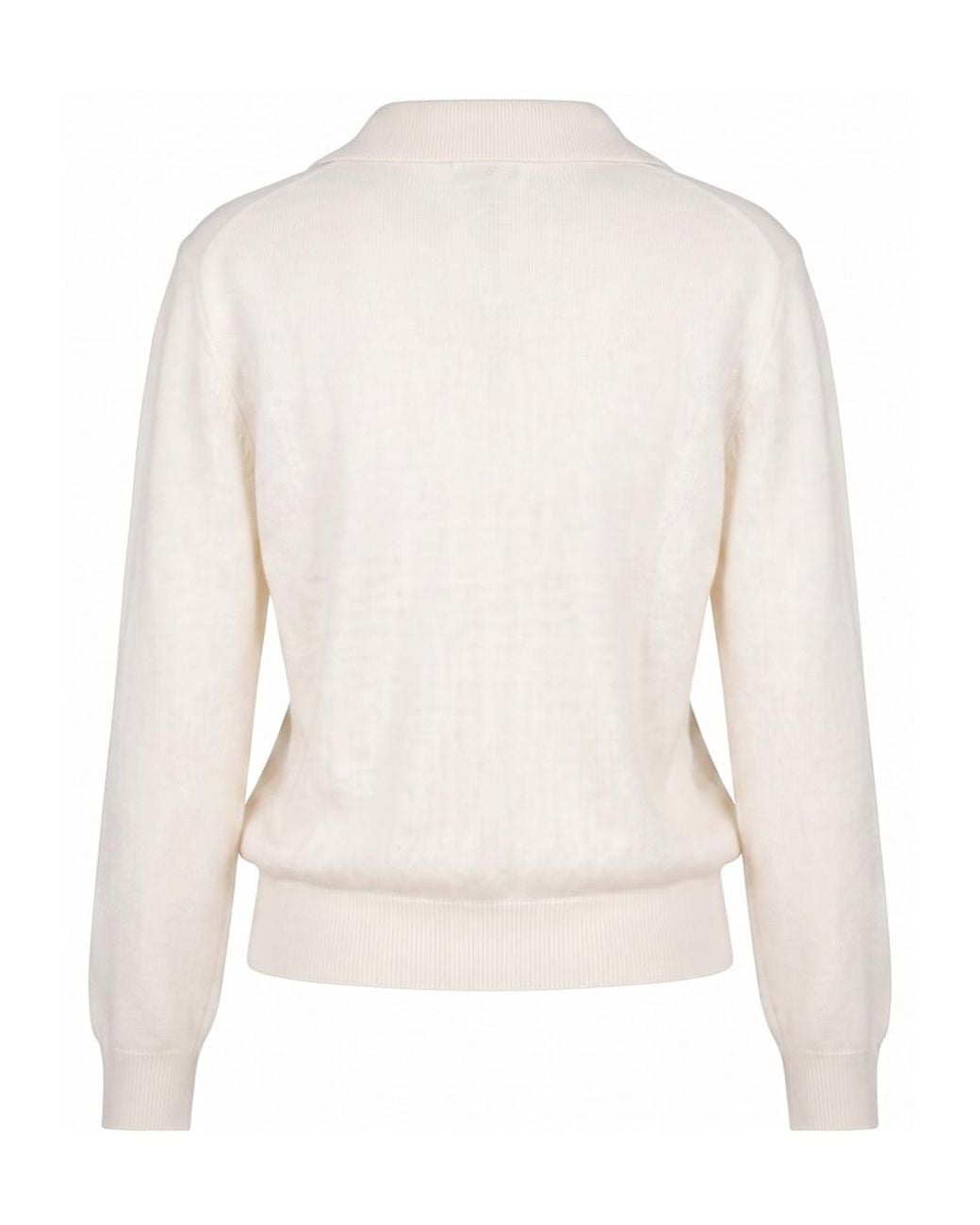 Not Shy White Palmer V-Neck Spread-Collar Sweater