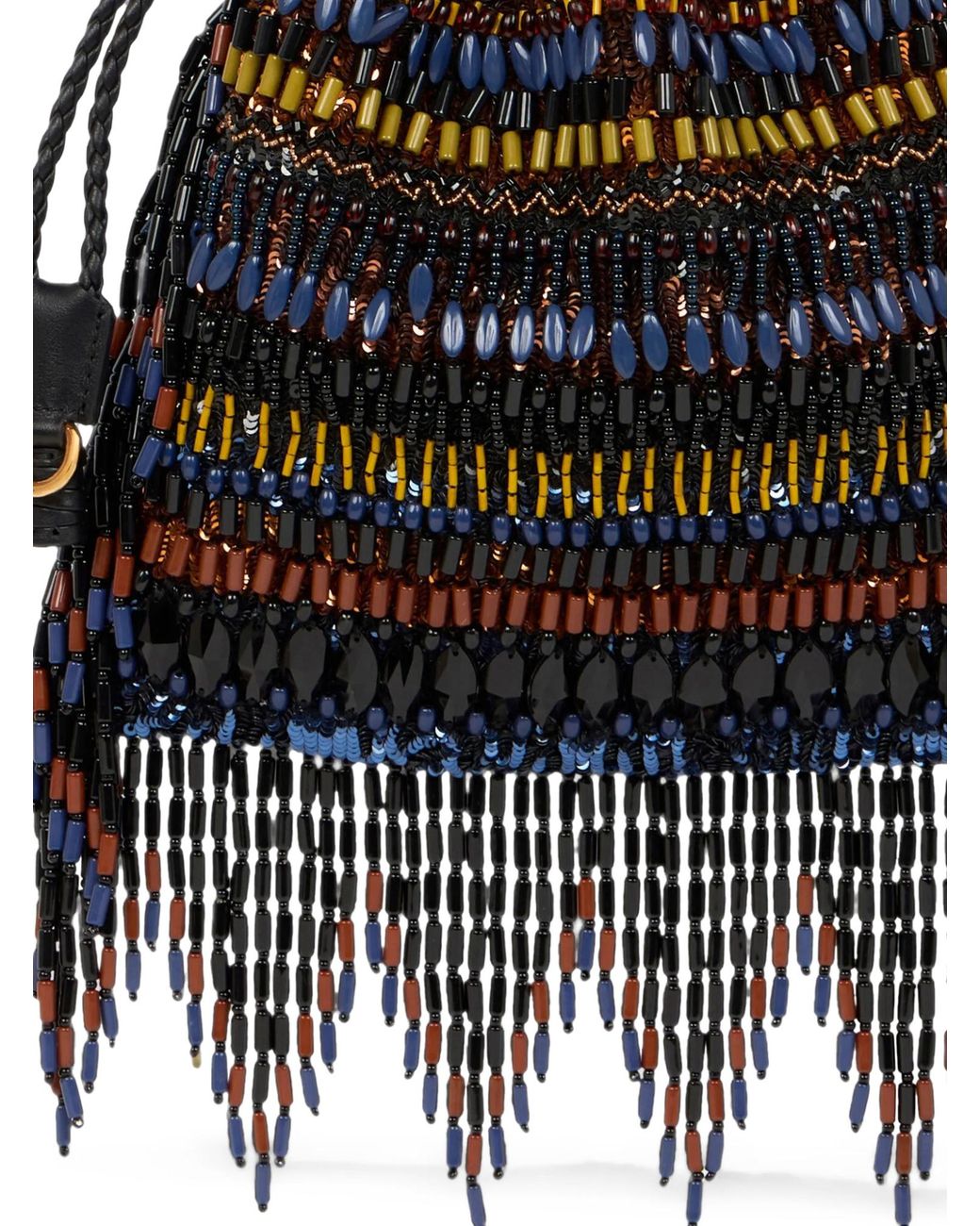 Etro Black Kalispera Beaded Fringe Shoulder Bag