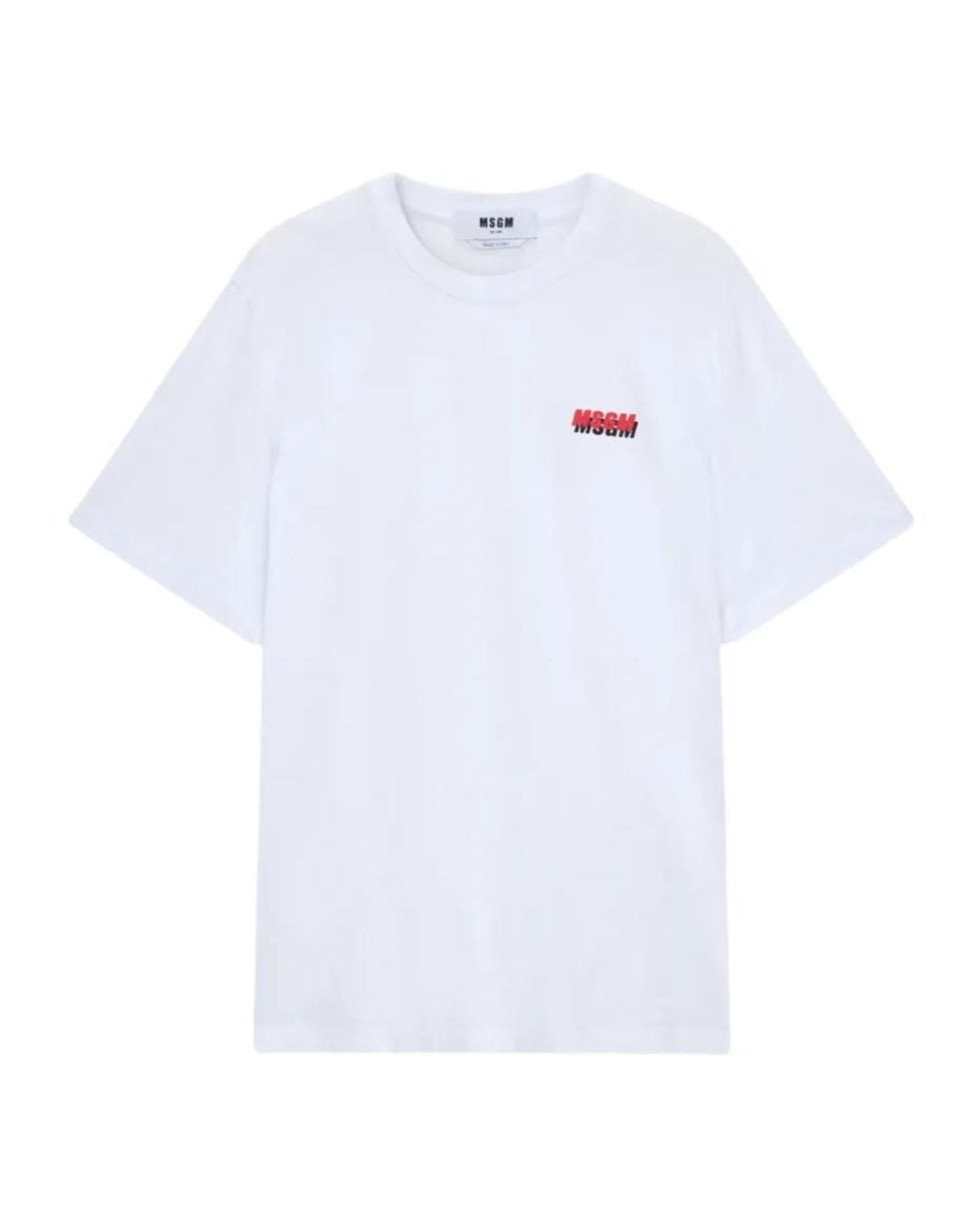 MSGM White Contrast Logo T-Shirt for men