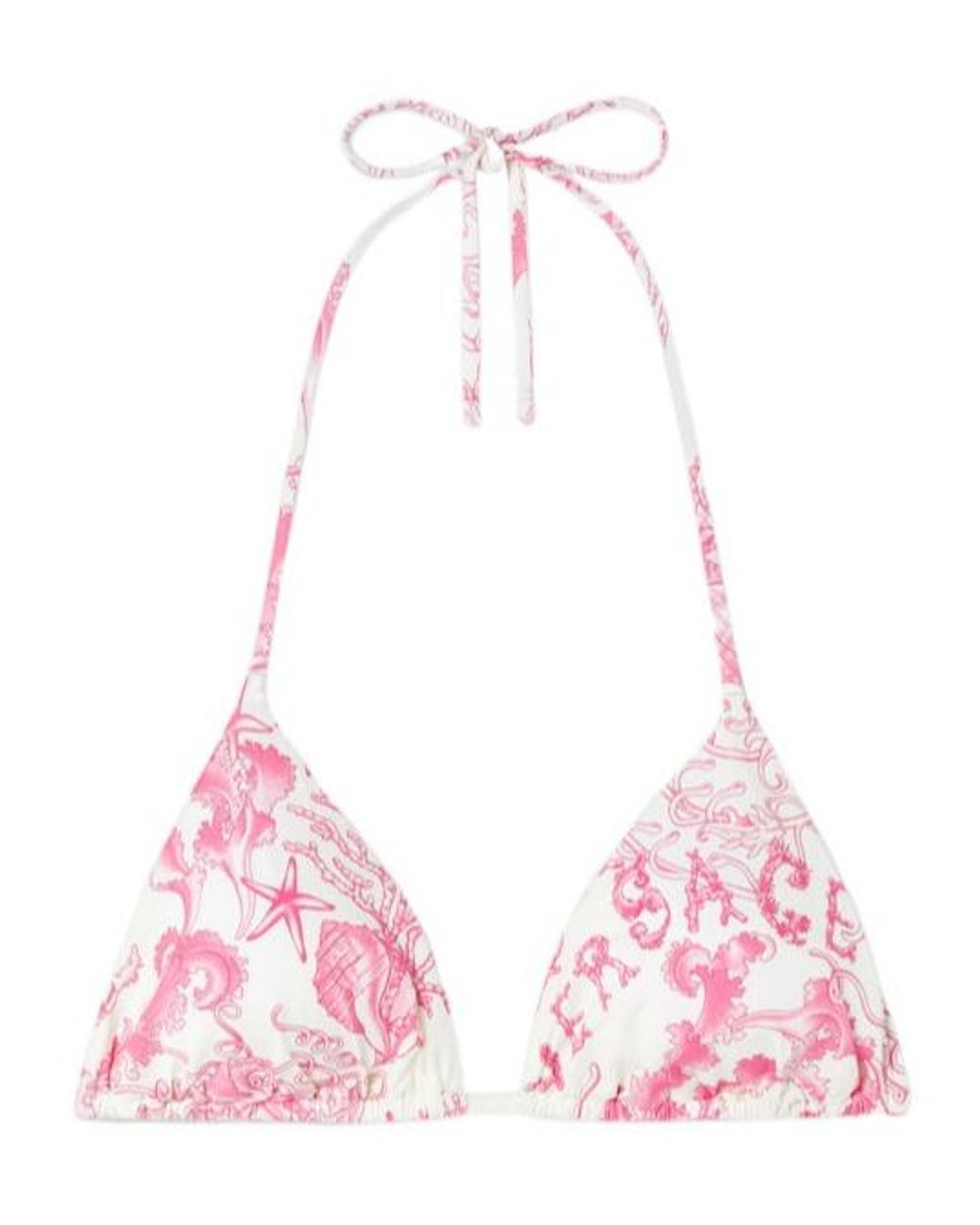 Versace Pink Floral-Print Triangle Bikini Top