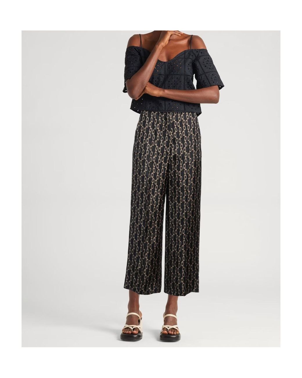 Max Mara Black Two-Tone Loose Long Pants