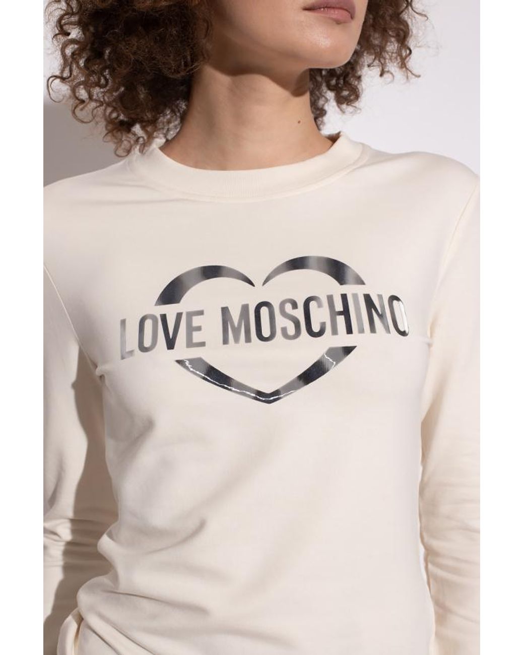 Moschino White Logo-Print Slim Fit Sweatshirt