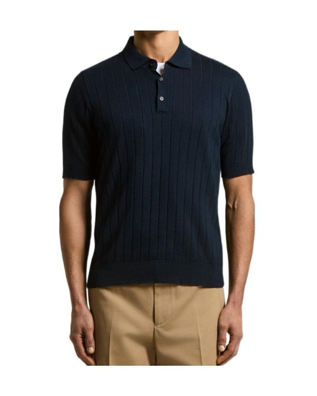 Peserico Blue Ribbed Polo for men