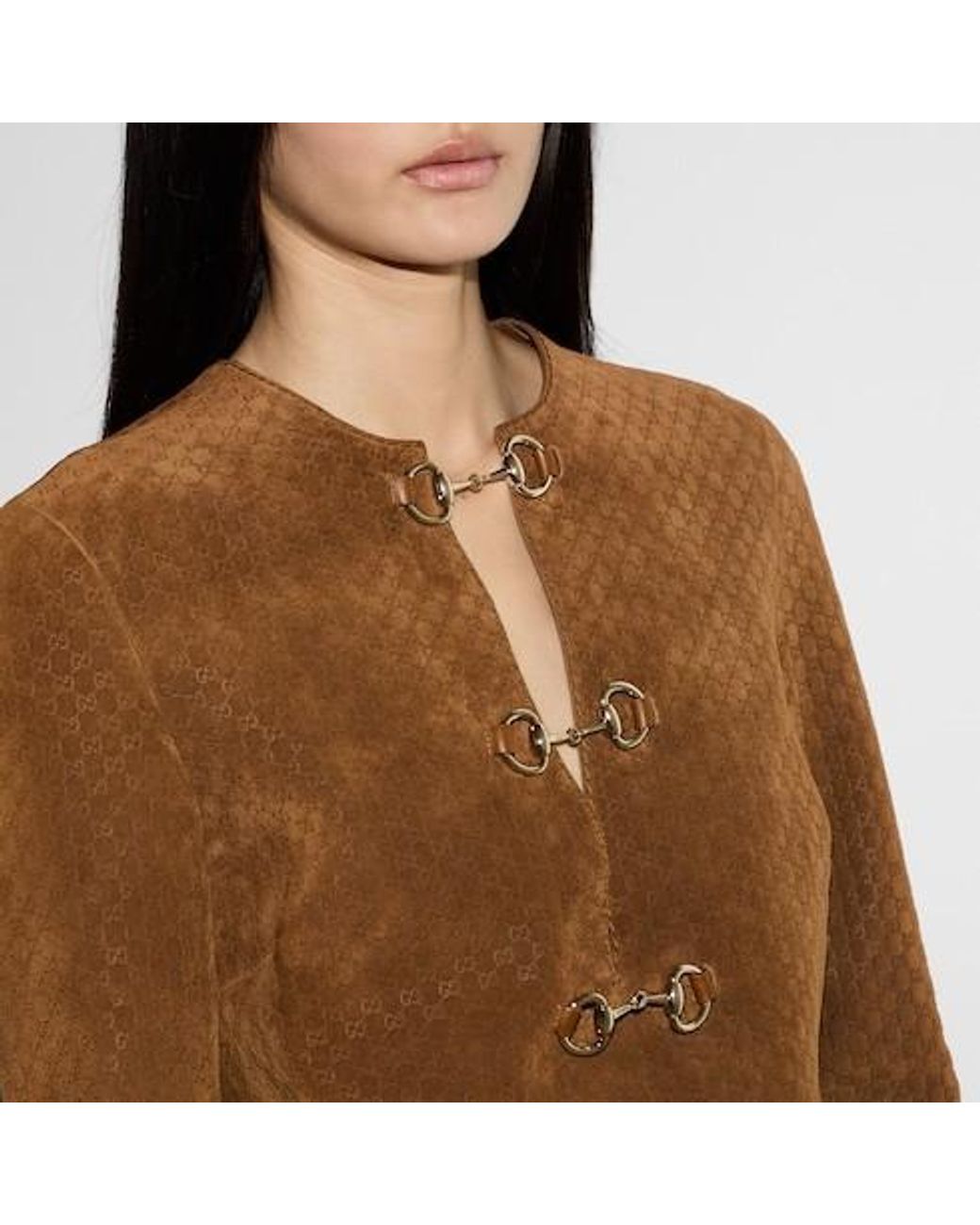Gucci Brown Monogrammed Horsebit Detailed Mini Dress