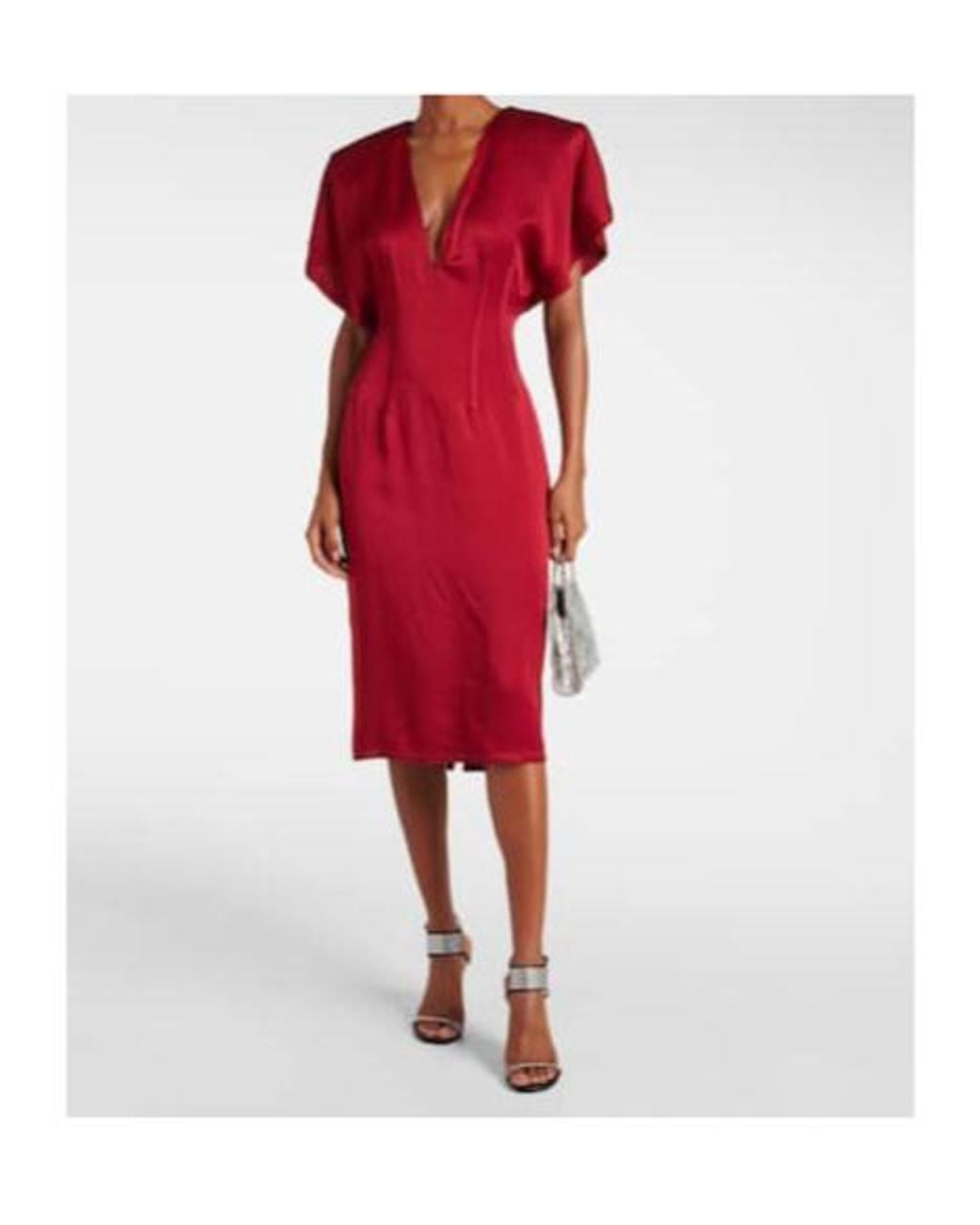 Stella McCartney Red Draped Satin Midi Dress
