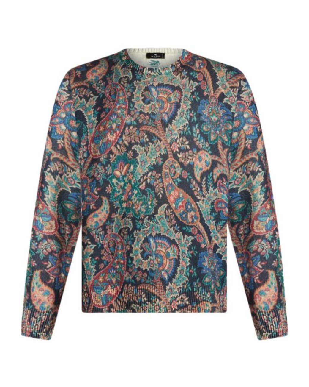 Etro Blue Floral Paisley Printed Jumper for men