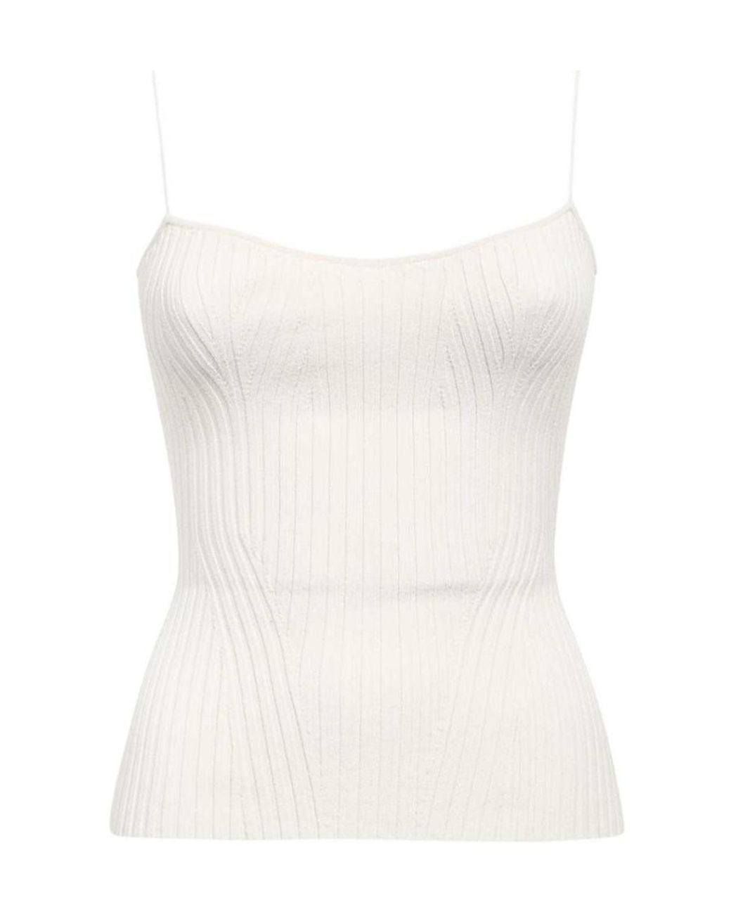 Khaite White The Ziggy Knitted Top