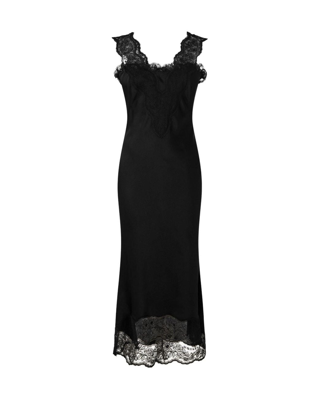 McQueen Black Slim-Fit Midi Slip Dress