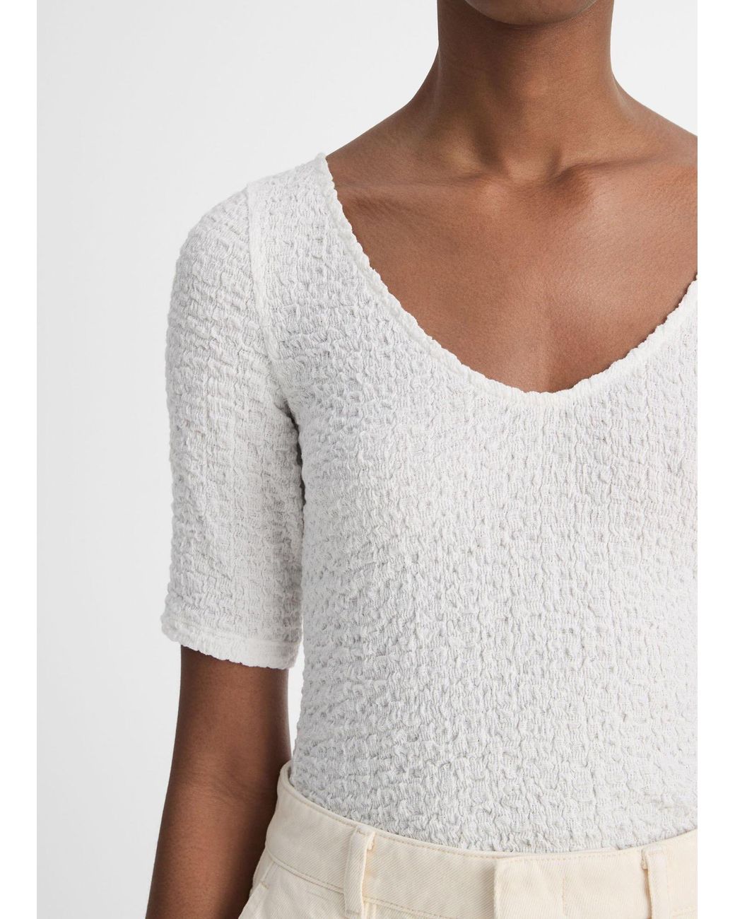 Vince White Short Sleeved V-Neck T-Shirt