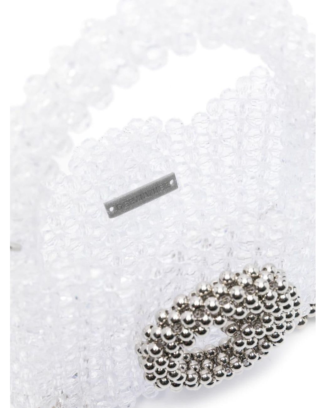Germanier White Beaded Pearl Clutch Bag