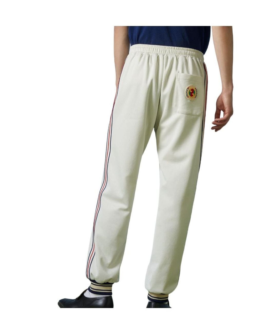 Gucci White Logo-Patch Cotton Track Pants for men