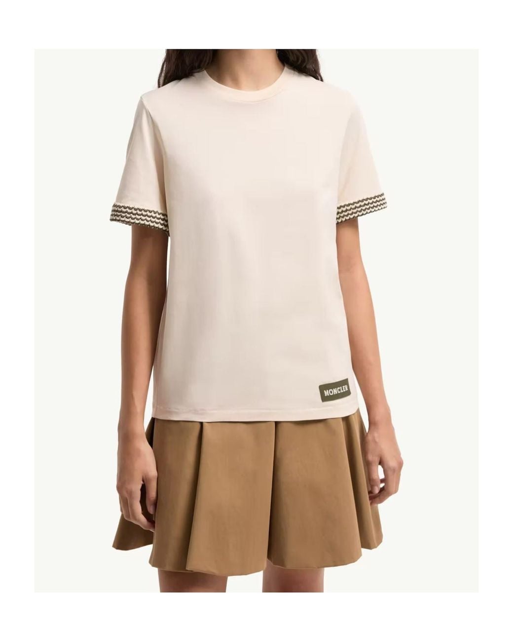 Moncler White Logo Patch Crewneck T-Shirt