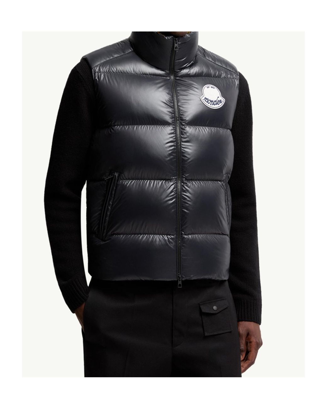 Moncler Black Lipsi High Neck Quilted Vest for men