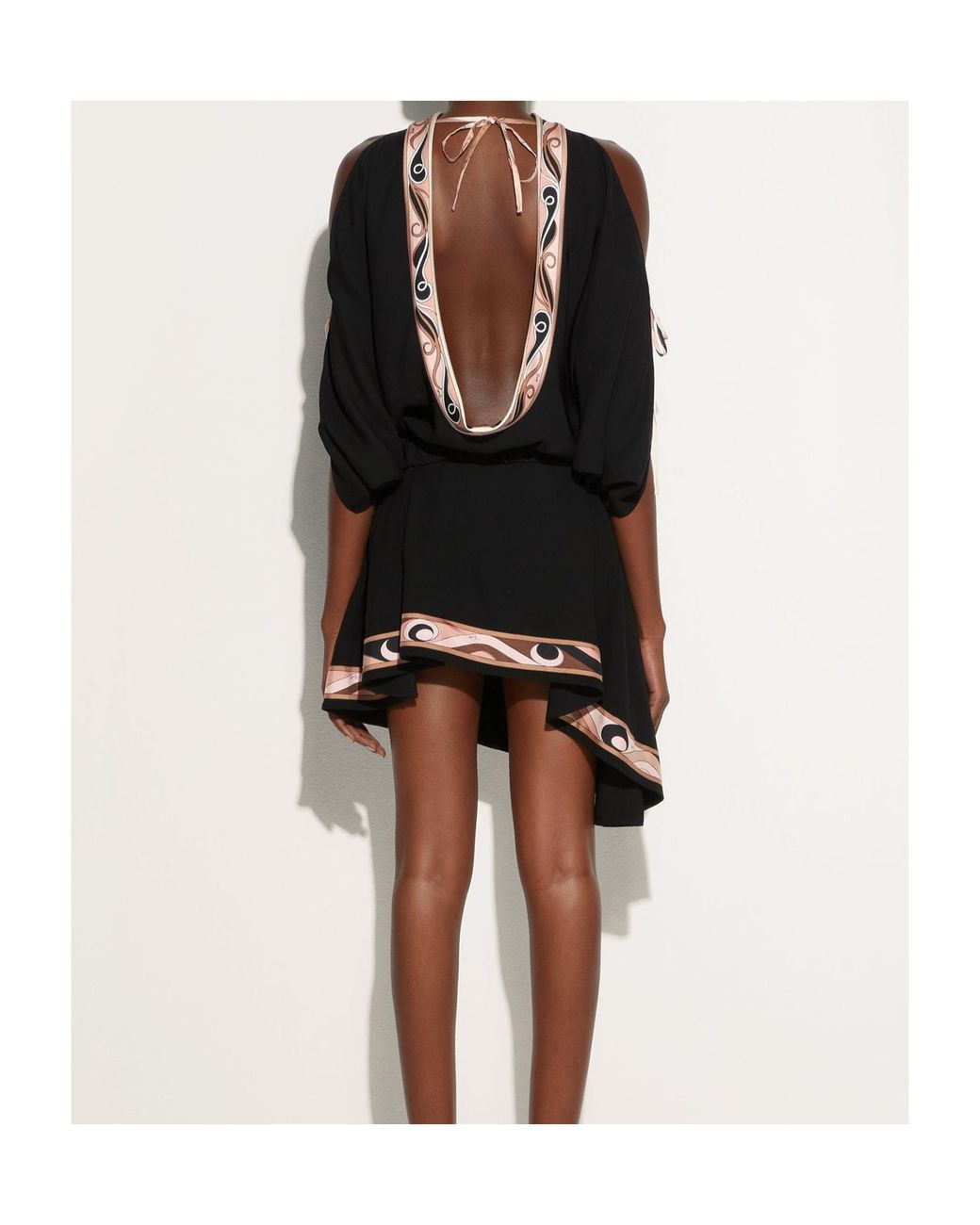 Emilio Pucci Black Pucci Pattern-Printed Cape Blouse