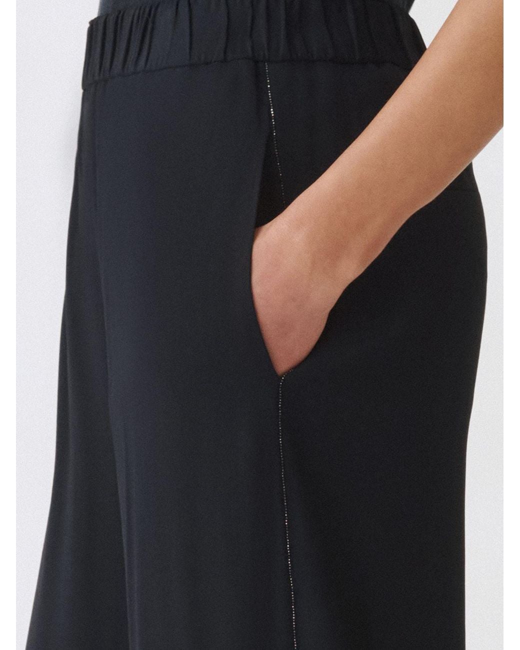 Fabiana Filippi Black Beaded-Trim Trousers
